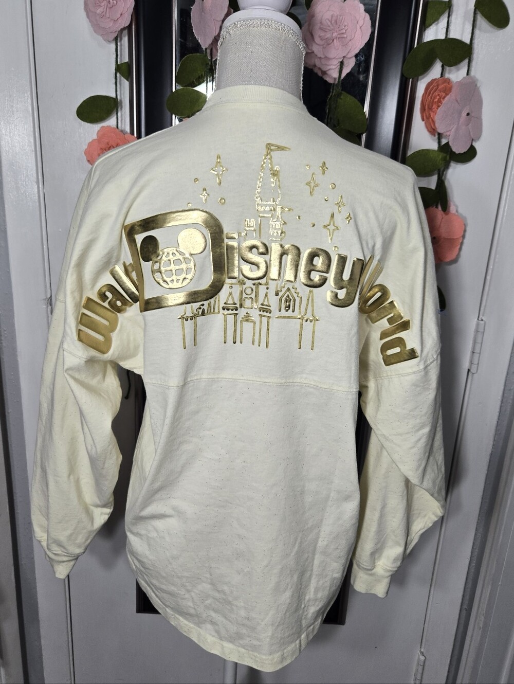 Walt Disney World Spirit Jersey Gold Pixie Dust Glitter Sparkle Castle Shirt XS